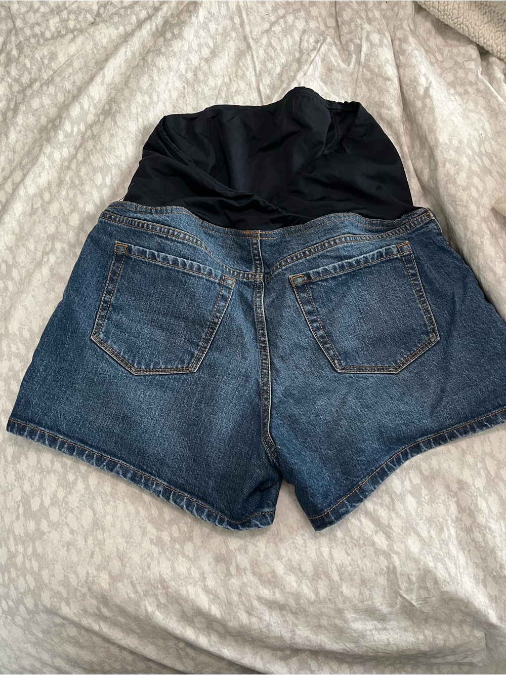 Isabel Maternity by Ingrid & Isabel Denim Shorts with Black Belly Band - Picture 2 of 2